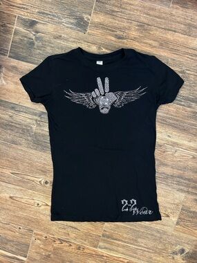 Pima Tee Y2K Rhinestone Graphic Baby Tee | Large